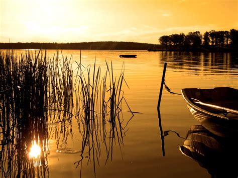 Wallpaper Sunlight Landscape Boat Sunset Sea Lake Water