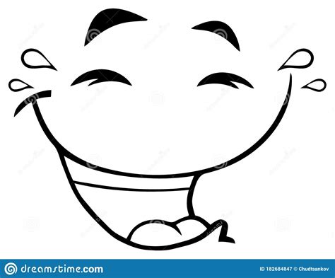 Black And White Laugh Cartoon Funny Face With Smiley Expression Stock ...