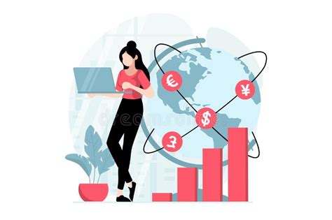 Global Economic Concept With People Scene In Flat Design Stock Vector
