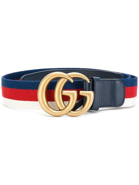 Gucci Gg Web Trimmed Belt In Blue Lyst