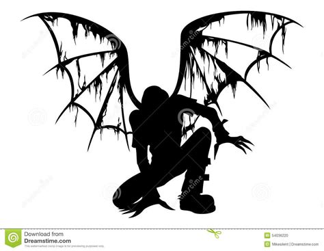 Illustration About Silhouette Of The Fallen Angel With Burned Wings