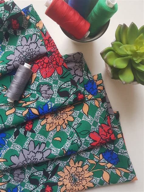 Green Large Floral Print Viscose Fabric Dressmaking Skirt Etsy