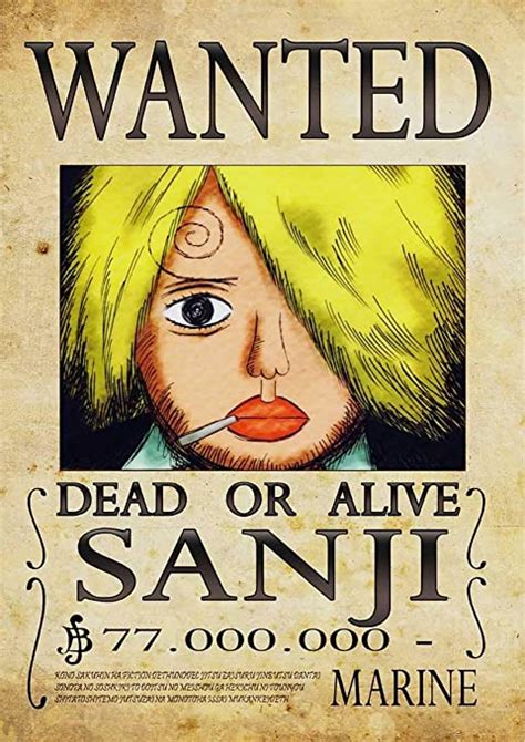 Poster One Piece Sanji Wanted Anime Manga Amazonfr Cuisine Et Maison