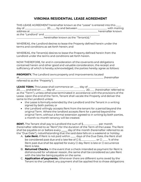 Virginia Rental Lease Agreement Template 2023 Pdf And Doc