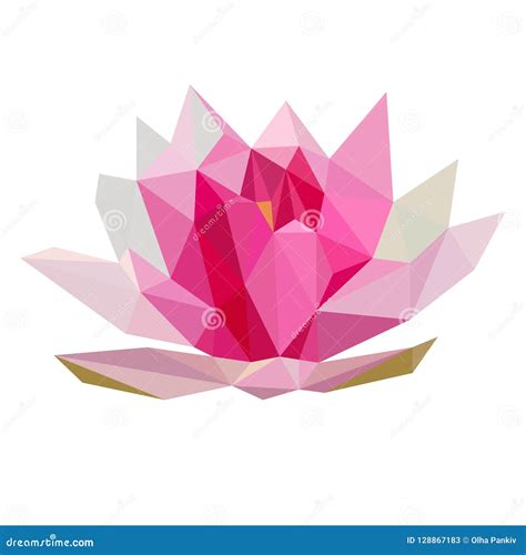 Low Poly Pink Lotus Flower Stock Vector Illustration Of Garden 128867183
