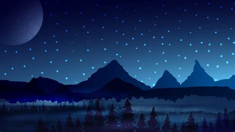 Paysage Bleu Nuit Avec Des Montagnes 1268476 Art Vectoriel Chez Vecteezy
