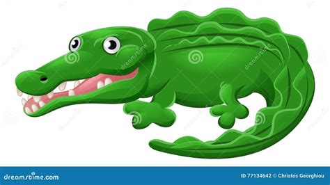 Crocodile Or Alligator Animal Cartoon Character Vector Illustration