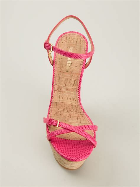 Dsquared Strappy Wedge Sandals In Pink Lyst
