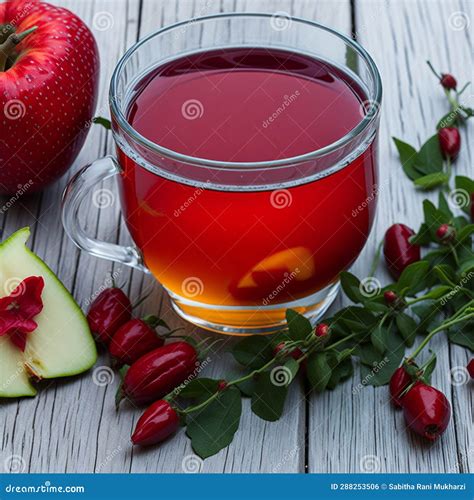 Harmony in a Cup: Roselle, Rose Hips, and Apple Herbal Tea. AI