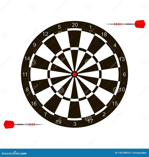 Vector Illustration With Dartboard For Darts Game Stock Vector