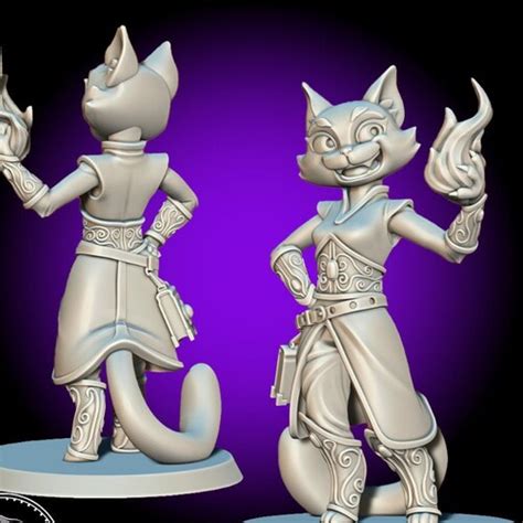 Fighter Female Cat Tabaxi Catfolk Kaw Miniature 3d Etsy