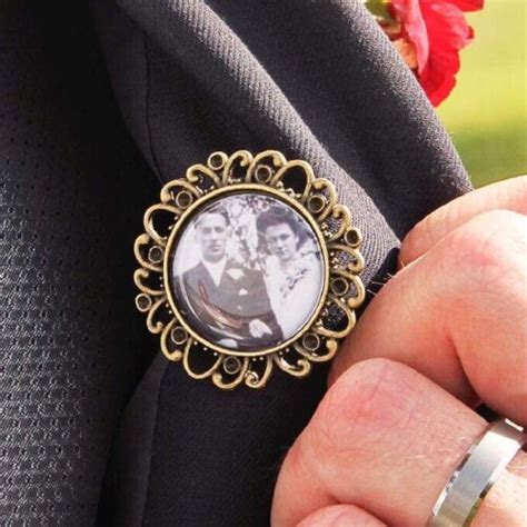 Groom S Memorial Charm Photo Pin Wedding Bouquet Charm Etsy