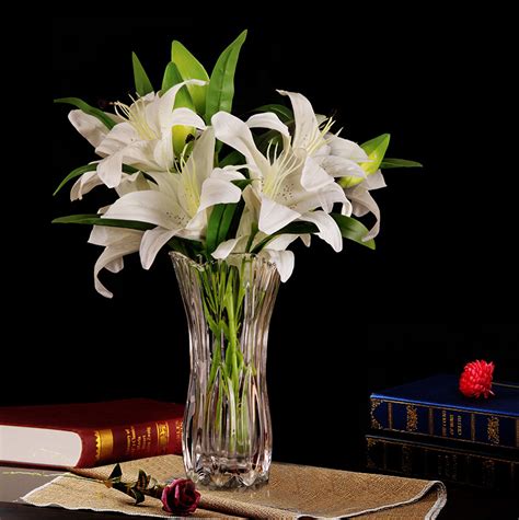 水晶玻璃花瓶摆件透明水培富贵竹百合欧式客厅 创意插花百合花瓶 阿里巴巴