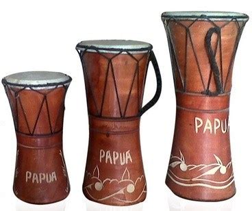Cara memainkannya yaitu dengan dipukul. 11 Alat Musik Tradisional Papua, Gambar dan Penjelasannya | Silontong
