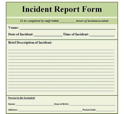 Incident Report Template Excel