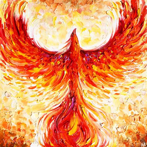 Phoenix Abstract Oil Painting Phoenix Original Art Bird Phoe Inspire Uplift
