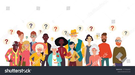 Thoughtful People Question Marks Over Head Stock Vector Royalty Free