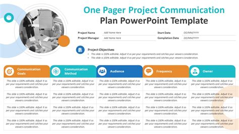 One Pager Project Communication Plan Powerpoint Template