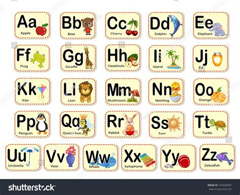 Cute Alphabet Letters Words Stock Illustration 374445007