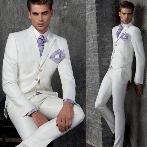 New Custom Made White Men Wedding Suits Groom Tuxedos Groomsmen Formal