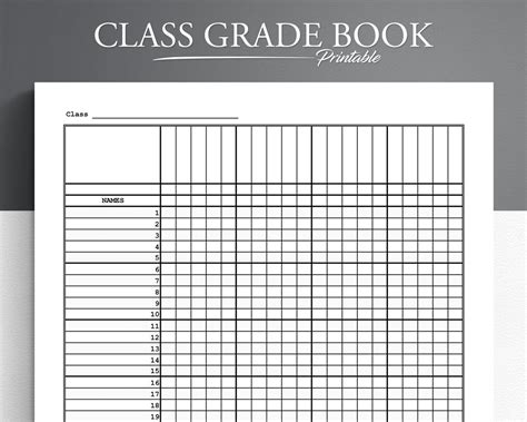 Printable Grade Book Teacher Grade Book Grade Tracker Grade Book