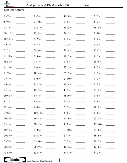 Multiplizieren mit vielfachen von 10 und 100. Arbeitsblätter zur Multiplikation - Multiplizieren & Dividieren bis 100 worksheet (mit Bildern ...