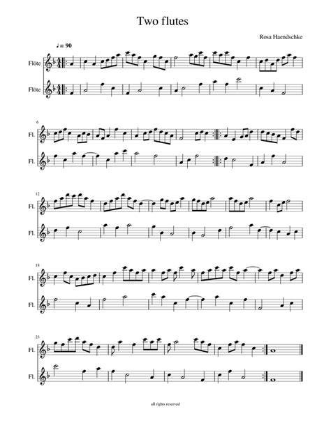 Two Flutes Sheet Music For Flute Woodwind Duet Download And Print