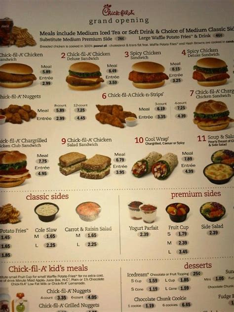 Breakfast times and general opening hours can vary by location, though, as every franchise. Menu they gave me at the drive-thru @ Chick-fil-A - 4/11 ...