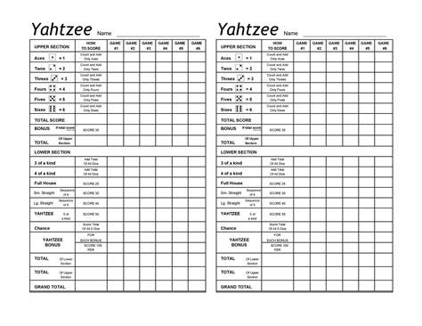 Total score bonus if total score is 63 or over score 35 total of upper section lower section 3 of a kind add total of all dice 4 of a kind add total of all dice full house score 25 sm. Top Yahtzee Printable Score Sheets | Mitchell Blog