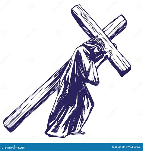 Jesus On The Cross Crucifixion Of Jesus On The Cross Cartoon Vector