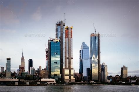 Skyscrapers Under Construction In Hudson Yards Area In New York City