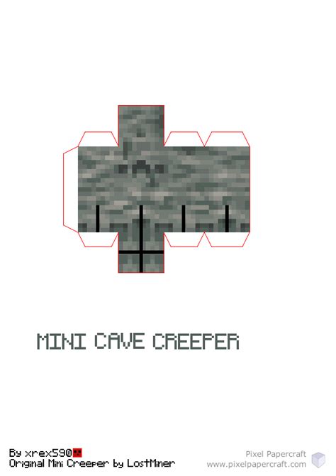 Pixel Papercraft Mini Cave Creeper