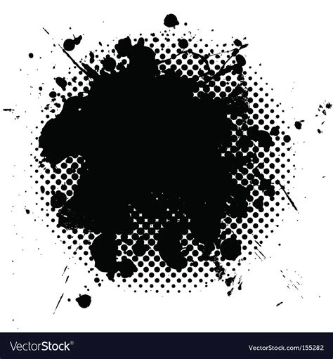 Halftone Grunge Ink Splat Black Royalty Free Vector Image