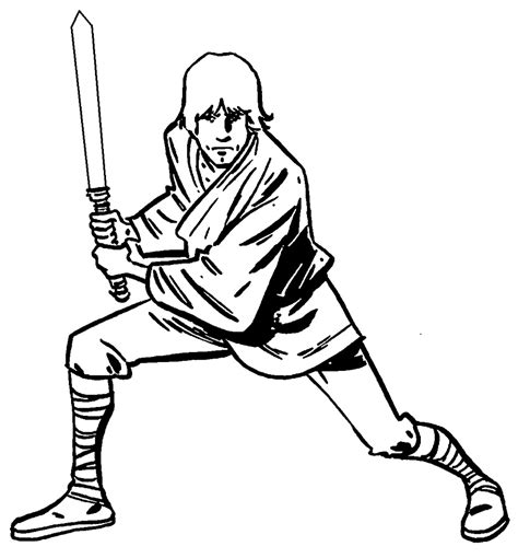 Luke Skywalker Drawing Sketch Coloring Page