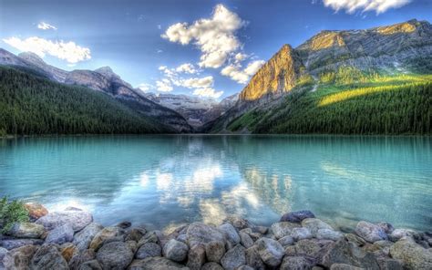 Mountain Lake Forest Rock Landscape Nature Wallpapers