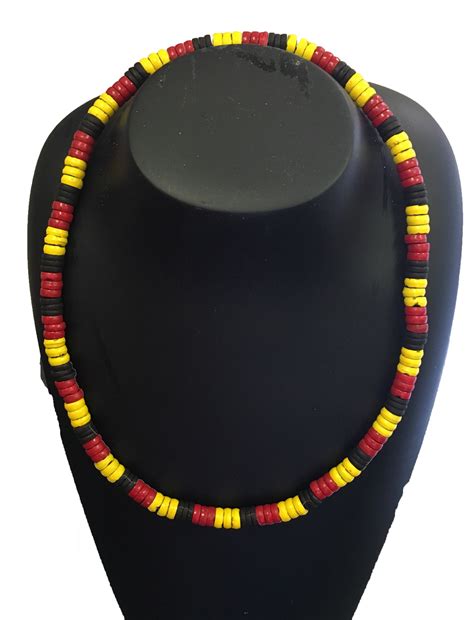 Aboriginal Stretch Necklace Tri Colour Wooden Bead