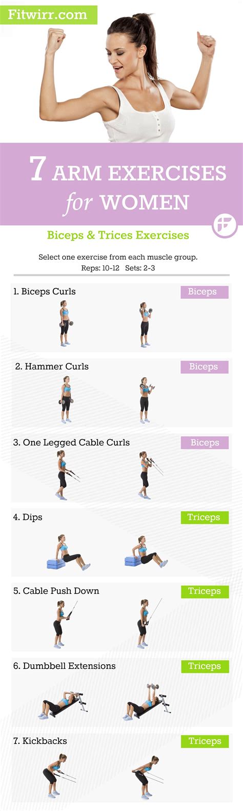 a list of 7 best arm workouts for women to get toned and lean arms biceps and triceps workouts