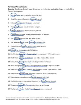 Participial Phrase Practice Exercise Directions