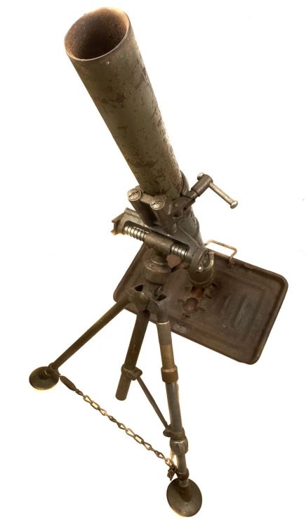 Deactivated Hotchkiss Brandt 81mm Mortar Complete With Tripod And Foot