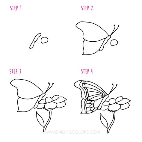 How To Draw A Butterfly 4 Ways Video Smiling Colors