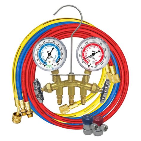 Mastercool R A Way Manifold Gauge Set With Hoses Manual Couplers And