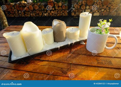 Decorative Candles on the Coffee Table Stock Photo - Image of sacred