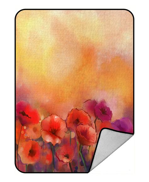 Eczjnt Red Poppy Flowers Painting Blur Spring Floral Seasonal Nature