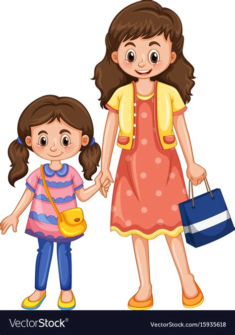 Mother And Daughter Holding Hands Royalty Free Vector Image