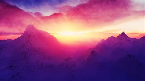 Landscape Colorful Mountain Snow Nature Sunlight Wallpapers Hd Desktop And Mobile Backgrounds