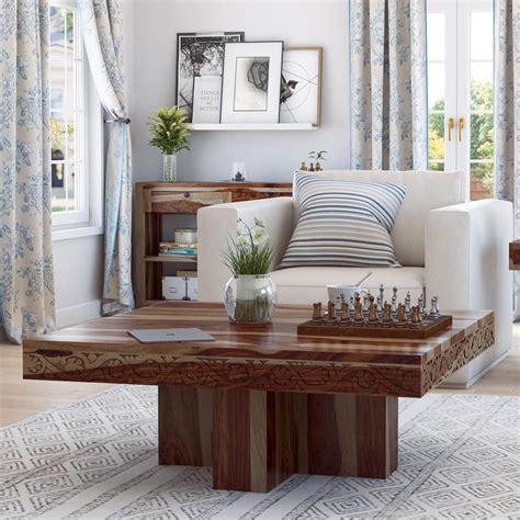 Get the best deals on square wooden tables. Dallas Midnight 46" Solid Wood Square Pedestal Rustic Coffee Table