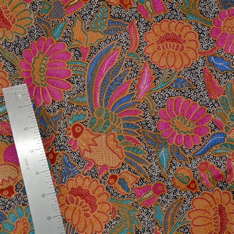 Vintage Cranston Fabric Indonesian Batik Print Fabric Flowers And Chickens