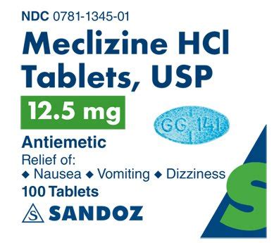 ـ لا يستخدم calcium sandoz مع أدوية المضاد الحيوي رباعي الحلقات، وأيضًا مع الكوينتولون والديجوكسين حيث تُقلل من امتصاص الكالسيوم في الجسم. Meclizine Hydrochloride (Sandoz Inc) 12.5mg tablet