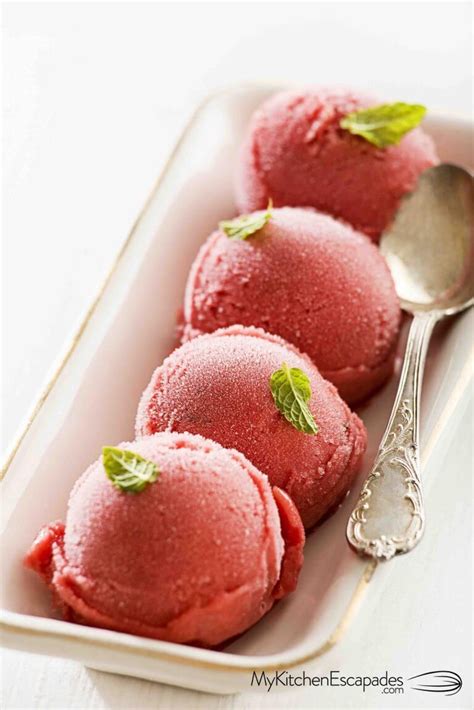 Fresh Strawberry Sorbet Recipe Sorbet Recipes Desserts Dessert