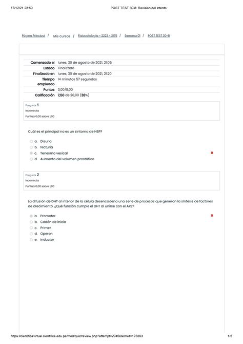 POST TEST 30-8 Revisión del intento - 17/12/21 23:50 POST TEST 30-8